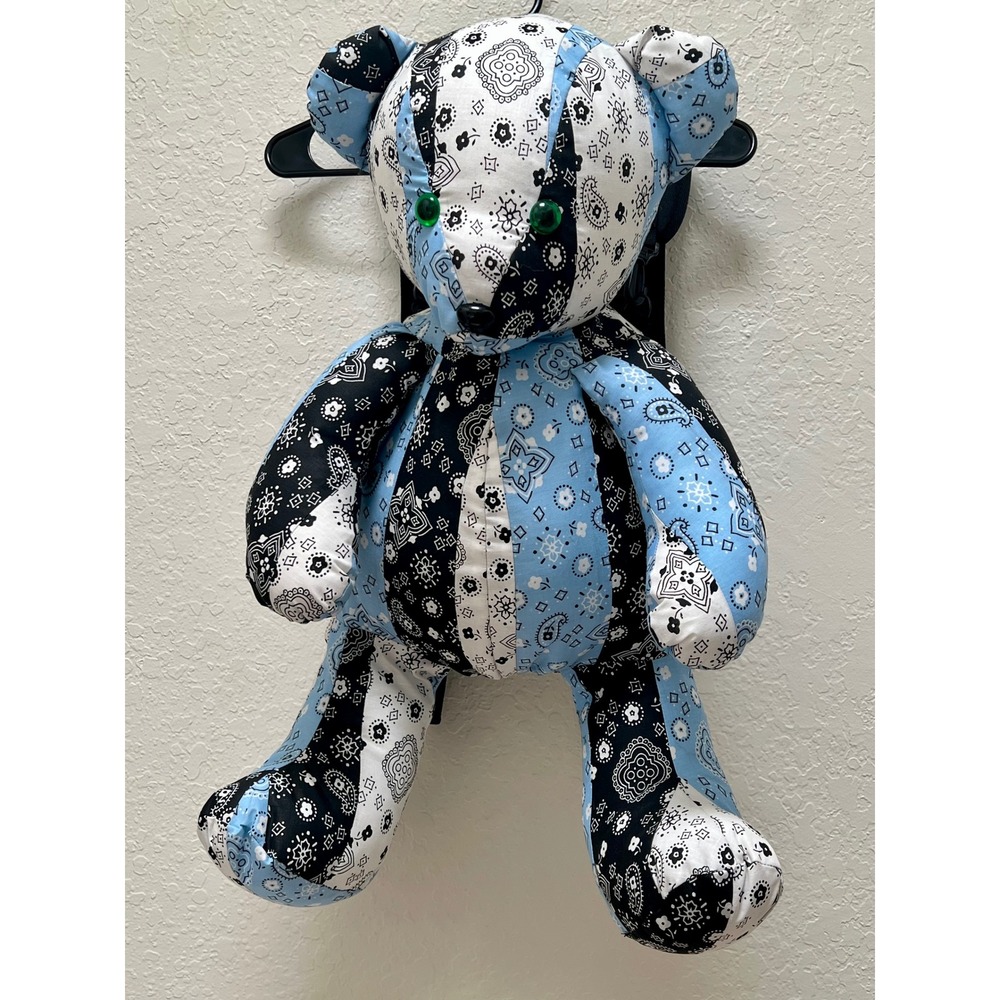 Lilian‎ Raven 36" Giant Bandana Patchwork Teddy Bear Backpack Blue Black Kidcore